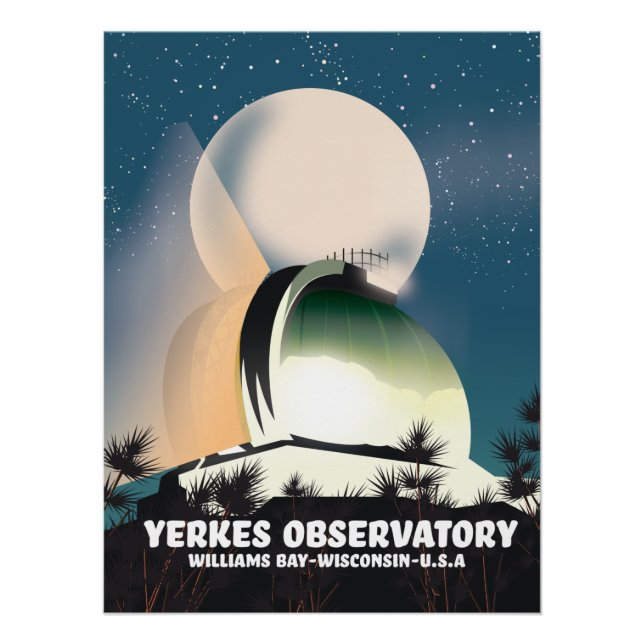 Póster Observatório de Yerkes Williams Bay, Wisconsin, EU (Frente)