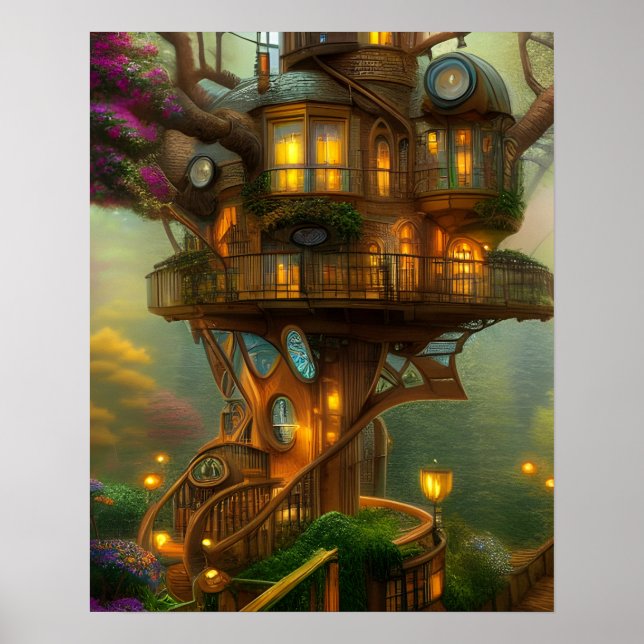 Poster Observatório Steampunk Treehouse (Frente)