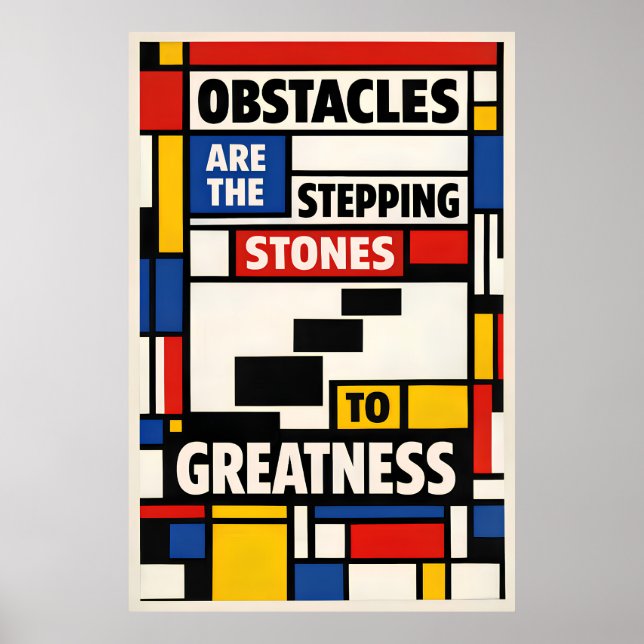 Poster Obstáculos Pedras de Passo Mondrian Tipografia (Frente)