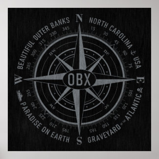 Poster OBX Compass Exterior Bancos Vintage Silver Black
