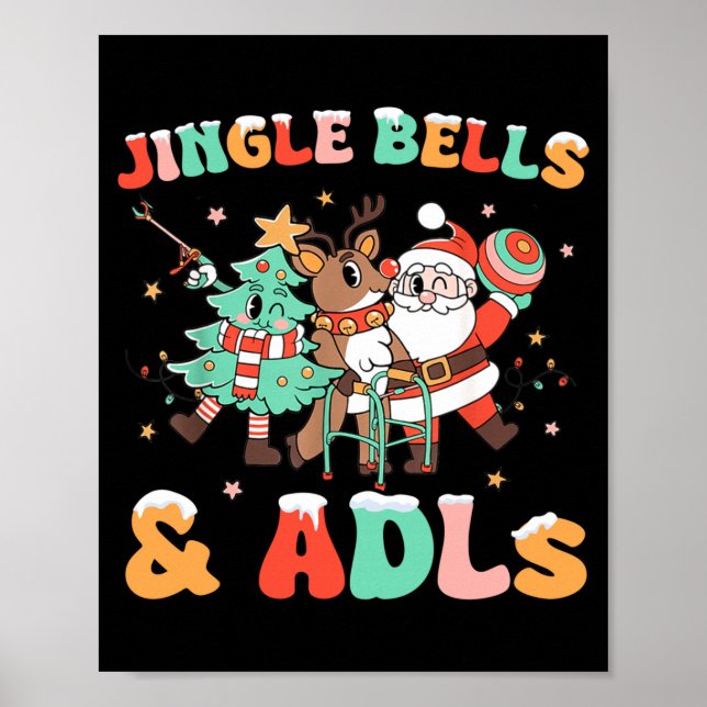 Poster Occupational Therapy Xmas Reindeer Santa Adls New  (Frente)
