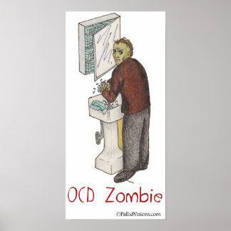 Poster OCD Zombie Lavando Mãos