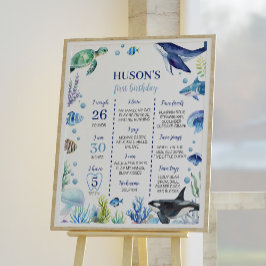 Poster Ocean Animal Boy Birthday - Sinal de Milestone Pos