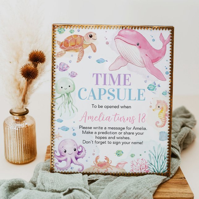 Poster Ocean Animal under Sea Birthday Time Capsule (Criador carregado)