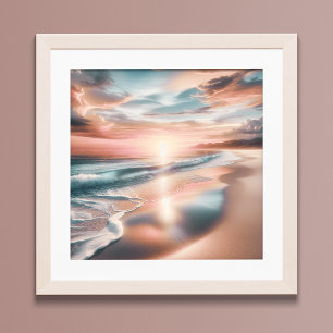 Poster Ocean Beach Scense Coastal Sunset Wall Art