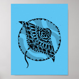 Poster Ocean Blue Manta Ray