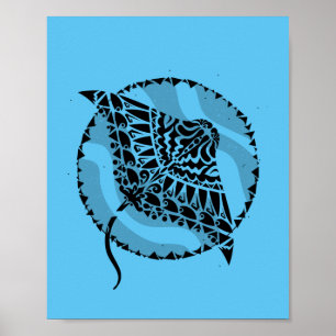 Poster Ocean Blue Manta Ray