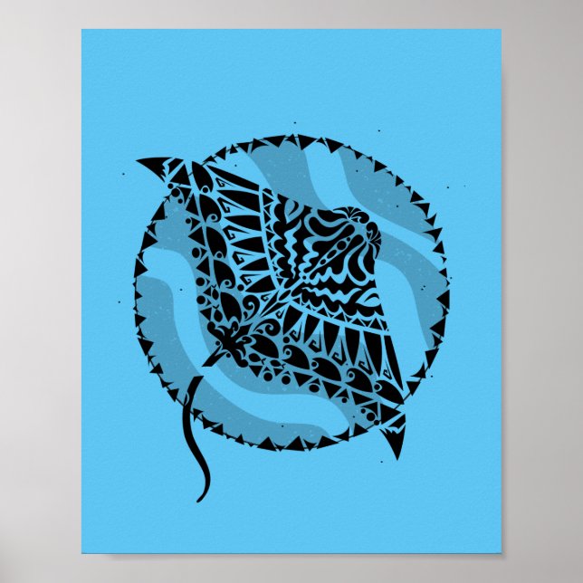 Poster Ocean Blue Manta Ray (Frente)