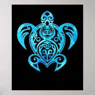 Poster Ocean Blue Tribal Hawaiai
