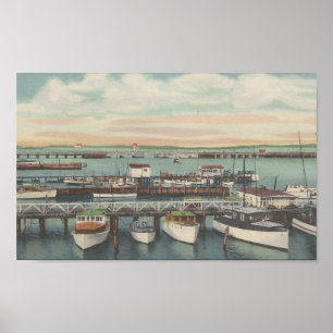 Poster Ocean City de 1950, MD Charters Fish Boat Dock
