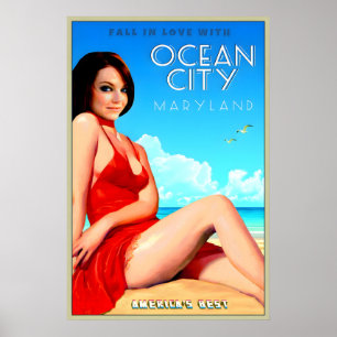 Poster Ocean City Maryland Melhor Praia de Viagem da Amér