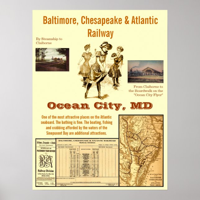 Póster Ocean City, Maryland por Rail (Frente)