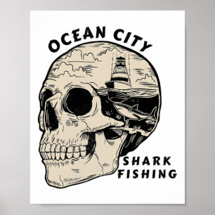 Poster Ocean City Maryland Praia Pesca de Tubarão Sal