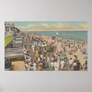 Poster Ocean City, MD Cottages em Praia, 1950