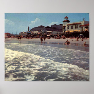 Poster Ocean City NJ, Beach Scene, Boardwalk, 1950