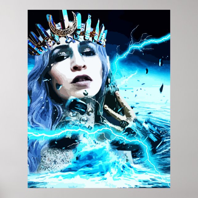 Poster Ocean Goddese Fantasy Abstrato Art (Frente)