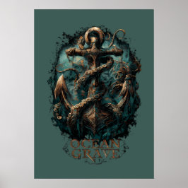 Poster Ocean Grave Kraken Anchor Dark Fantasy 