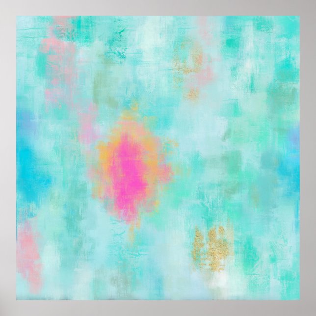 Poster Ocean Joyride - Abstrato de Turquesa Azul (Frente)