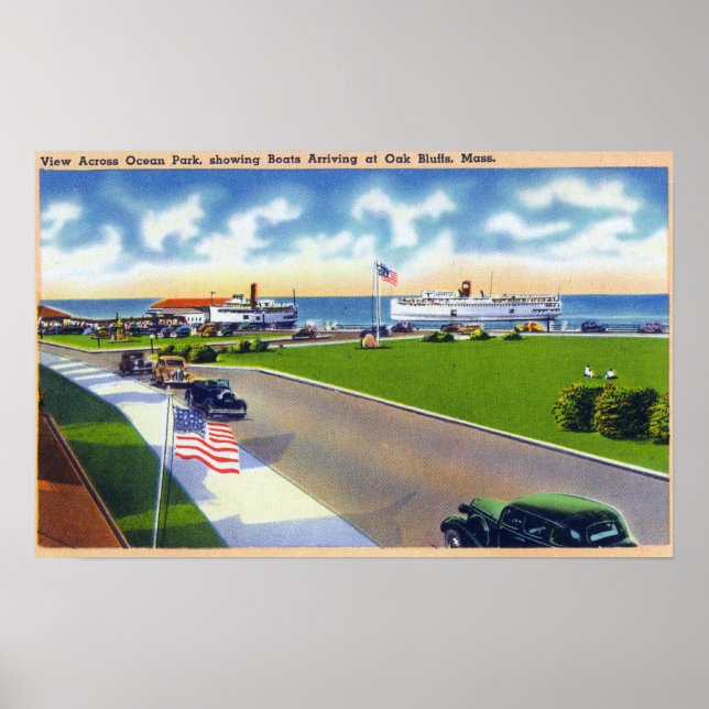 Póster Ocean Park View of Boats Chegando em Harbour (Frente)