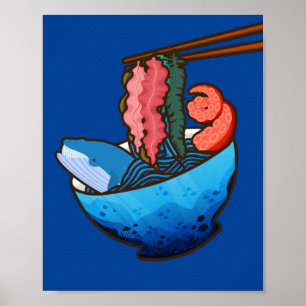 Poster Ocean Ramen Tentacle Kelp Comida Natureza