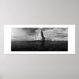 Poster Ocean Rocks Panorâmica Black and White Photoics