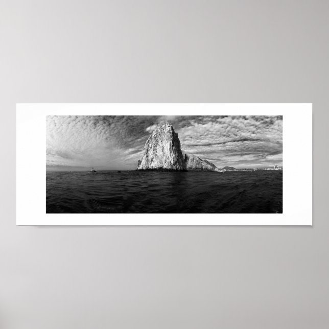 Poster Ocean Rocks Panorâmica Black and White Photoics (Frente)