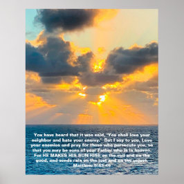 Poster Ocean Sunrise, com Escritura Verse Matthew 5:43