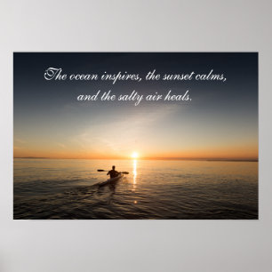 Póster Ocean Sunset Kayak - Cotação Inspiracional Poste
