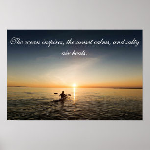 Poster Ocean Sunset Kayak - Cotação Inspiracional Poste