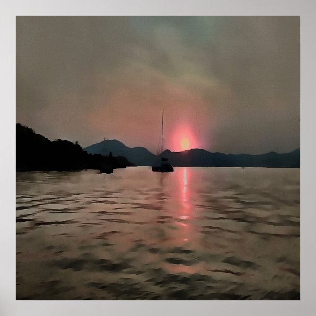 Póster Ocean Sunset Sailboat Sunset Bozburun Marmaris (Frente)