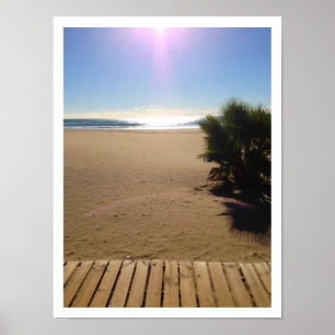 Póster Ocean View, Beach, Palm Tree, Boardwalk