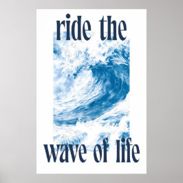 Poster Ocean Wave Art Print Indigo Hokusai Style Surf