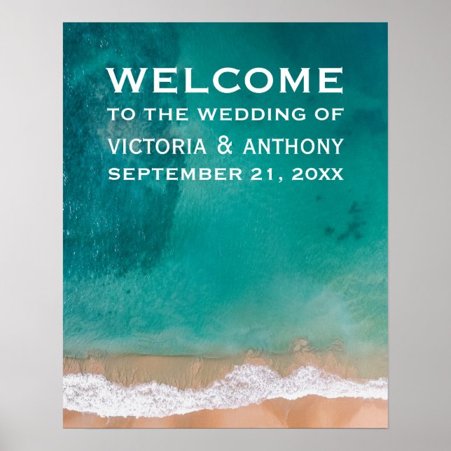 Poster Ocean Wave, Beach Wedding Welcome (Frente)