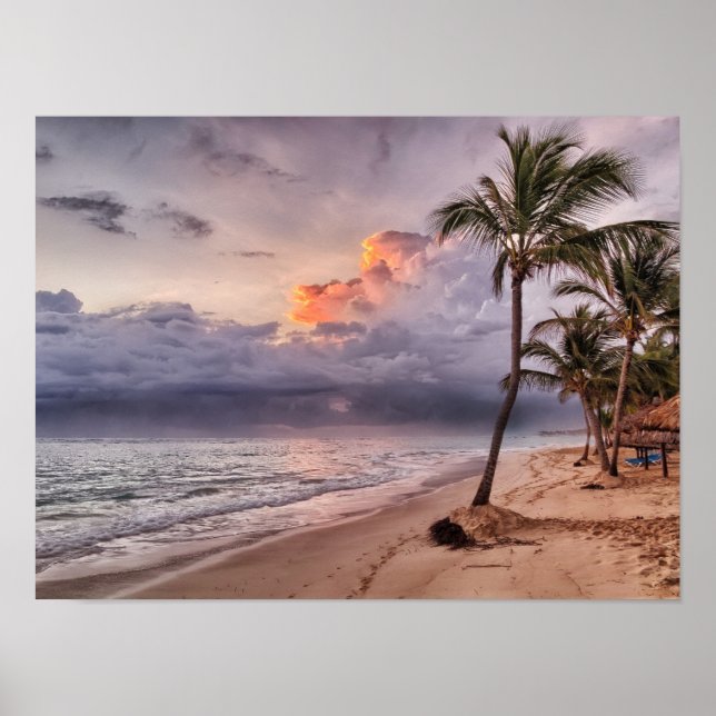 Poster Ocean Waves Sandy Beach Sunset (Frente)
