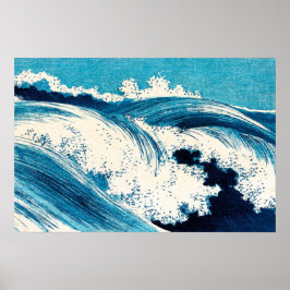Poster Ocean Waves Vintage Pintura Japonesa