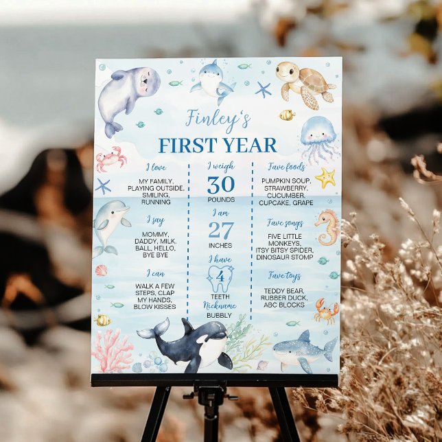 Poster Oceano Animais Sob o Março Milestone de Aniversári (Criador carregado)
