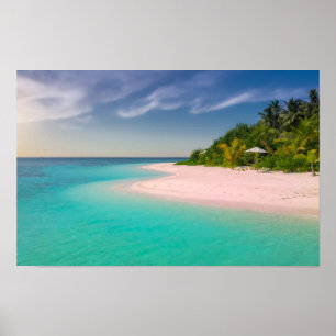 Poster Oceano Azul Esmeralda Praia Tropical Cênica