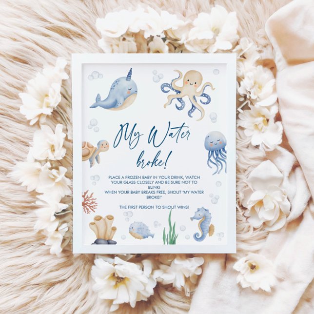 Poster Oceano Chá de fraldas Meu Sinal De Jogo Quebrado D (Criador carregado)