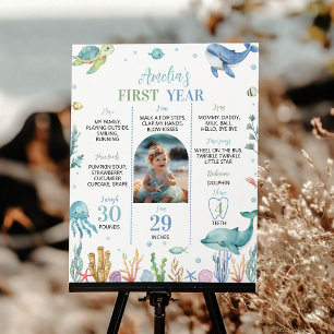 Poster Oceano Cúteo Animal Sob A Etapa De Aniversário Do 
