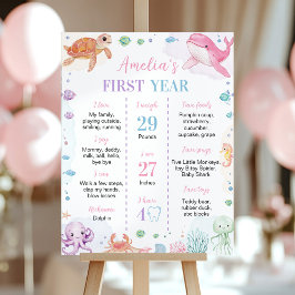 Poster Oceano Cúteo Animal Sob A Etapa De Aniversário Do