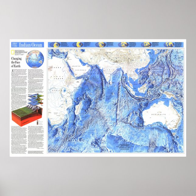Poster "Oceano Índico: MAPA pormenorizado de 1992 ... (Frente)