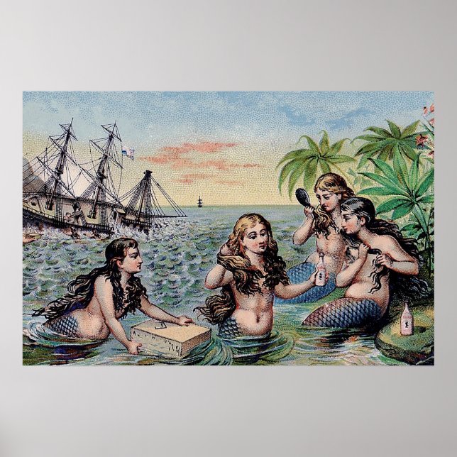 Poster Oceano Náutico Mágico Sereia (Frente)