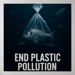 Poster Oceanos livres de plásticos - Sensibilização para