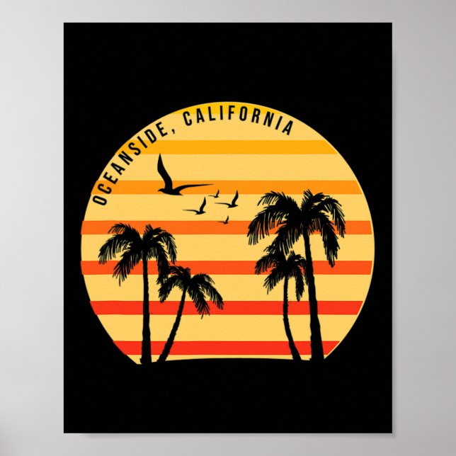 Poster Oceanside Beach California Palms VacSurf Sun (Frente)