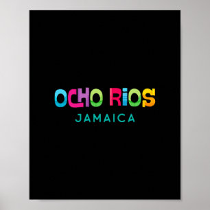 Poster Ocho Rios Jamaica Desenho Tropical Retro