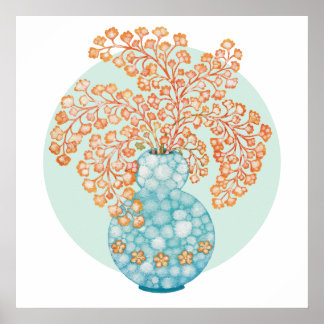 Poster Ochre Amarelo Deixa Turquoise Vase Watercolor Art