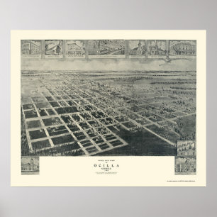 Póster Ocilla, mapa panorâmico de GA - 1908