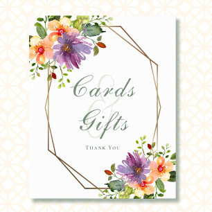 Poster Octagon Floral Dourado com Placa e presentes