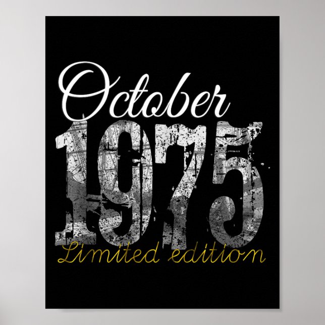 Poster October 1975 Tee 50 Year Old Shirt 1975 50th Birth (Frente)