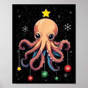 Poster Octopus Árvore de Natal Pajama Anima Bonita